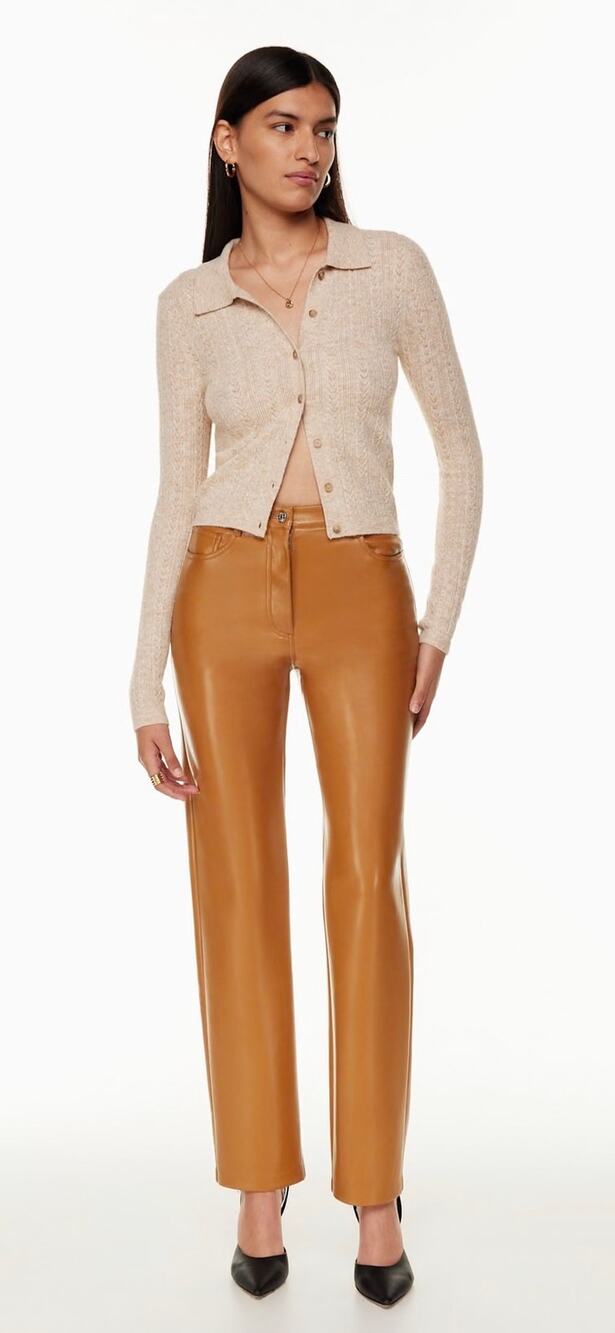 Aritzia Wilfred ‘The Melina’ High Waisted Faux Leather Pants Rich Chestnut 6